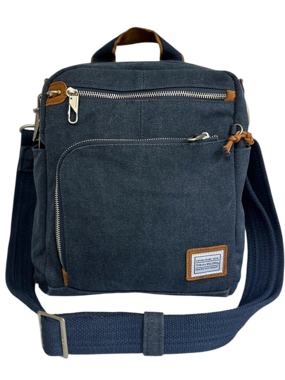 Travelon Anti-Theft Heritage Tour Bag Medium Indigo Blue Crossbody Travel